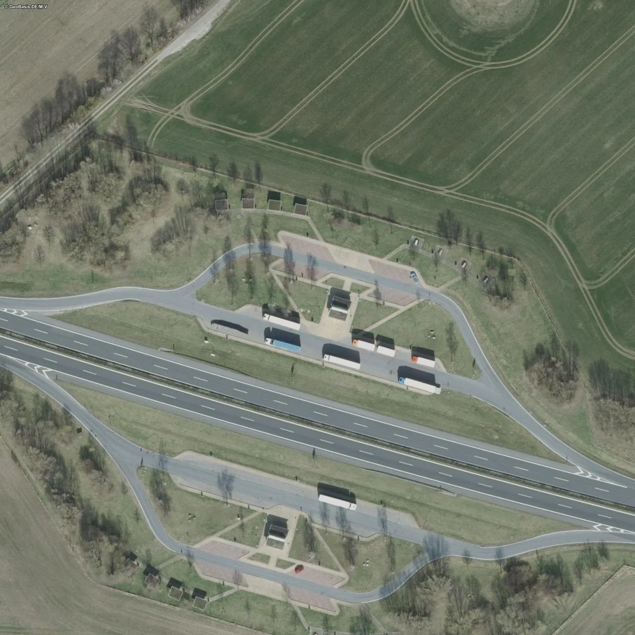 Aerial photo (orthophoto) of truck parking Riedbruch Nord from 2024