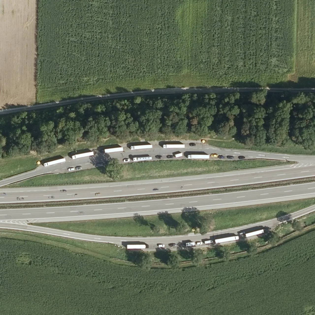 Aerial photo (orthophoto) of truck parking Elchingen Nord from 2022