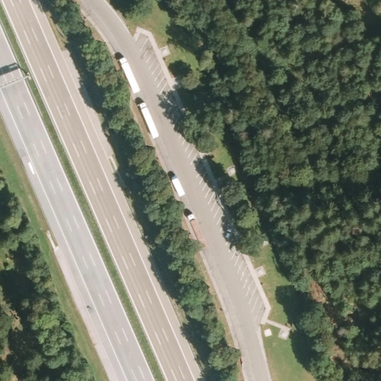 Aerial photo (orthophoto) of truck parking Aying Ost from 2022