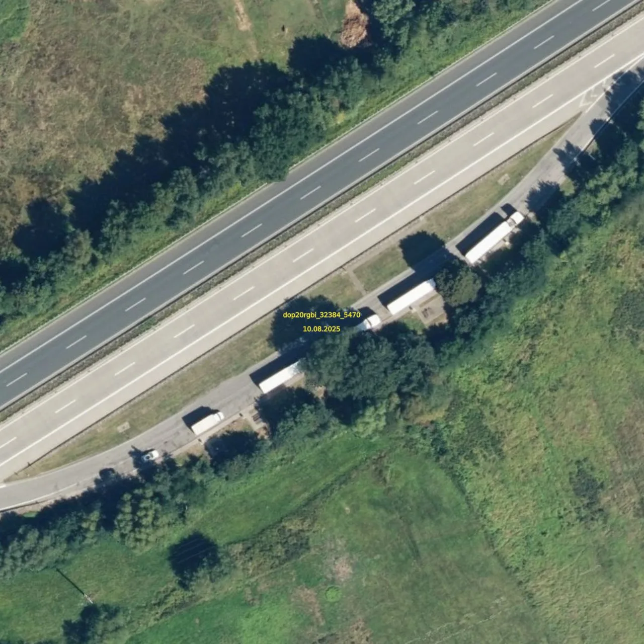 Luftbild (Orthofoto) des LKW-Parkplatzes Reissberg aus dem Jahr 2025