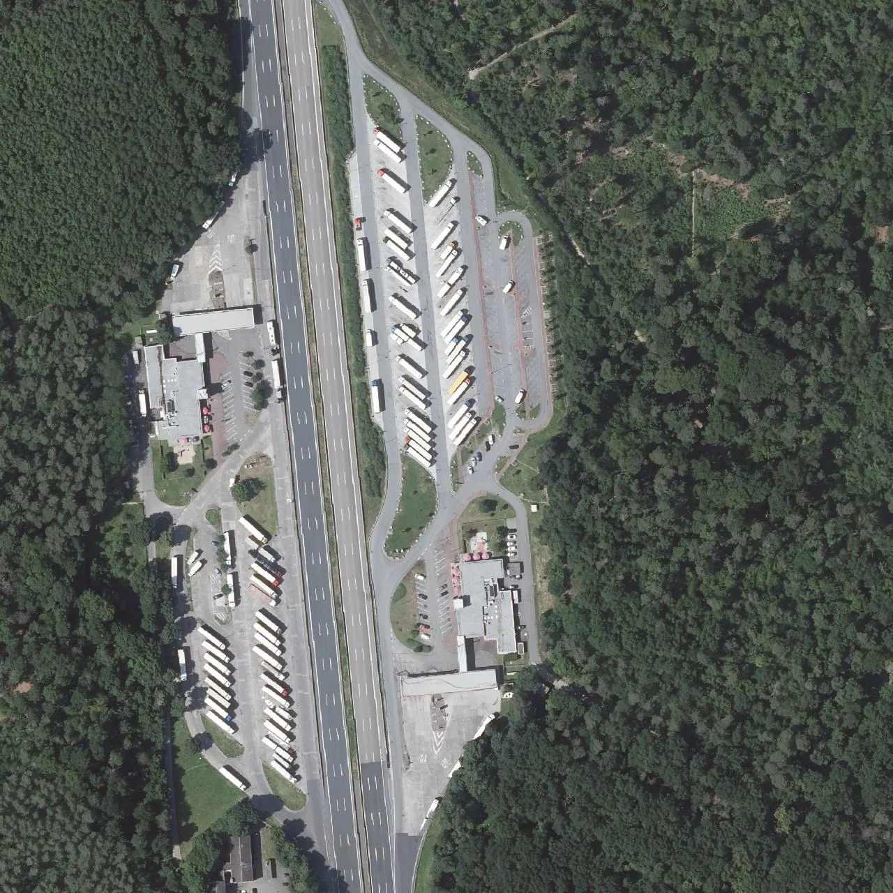 Aerial photo (orthophoto) of truck parking Lorsch Ost from 2023