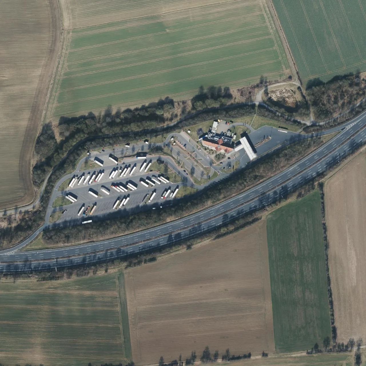 Aerial photo (orthophoto) of truck parking Auetal Nord from 2025