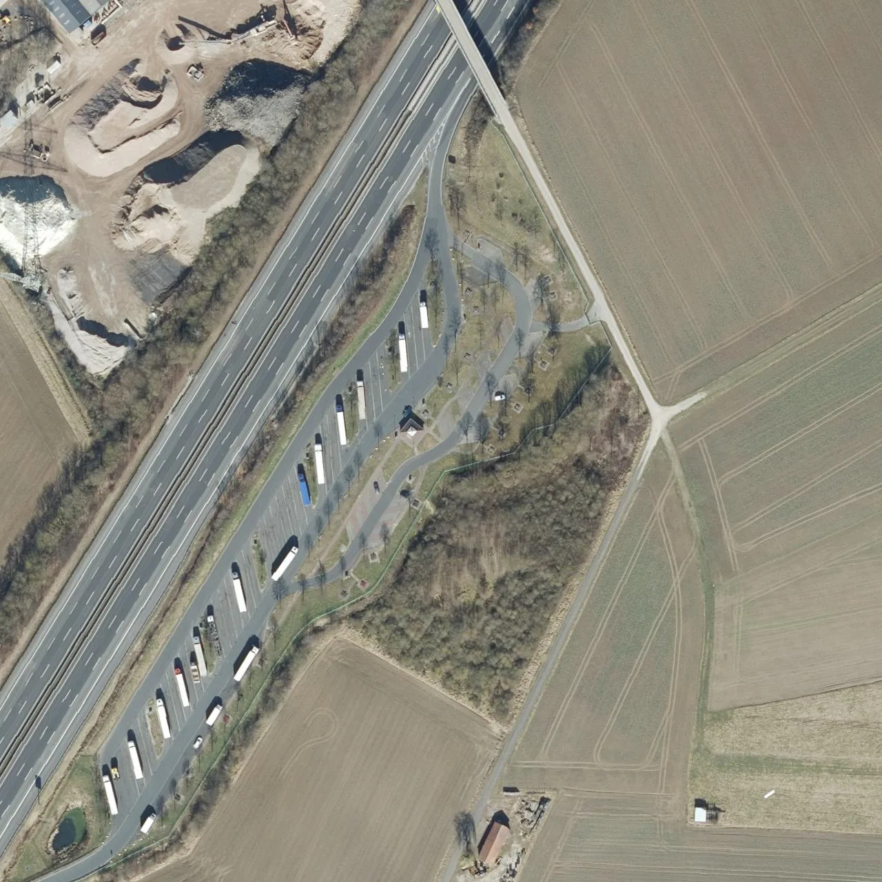 Aerial photo (orthophoto) of truck parking Staufenberg Ost from 2025