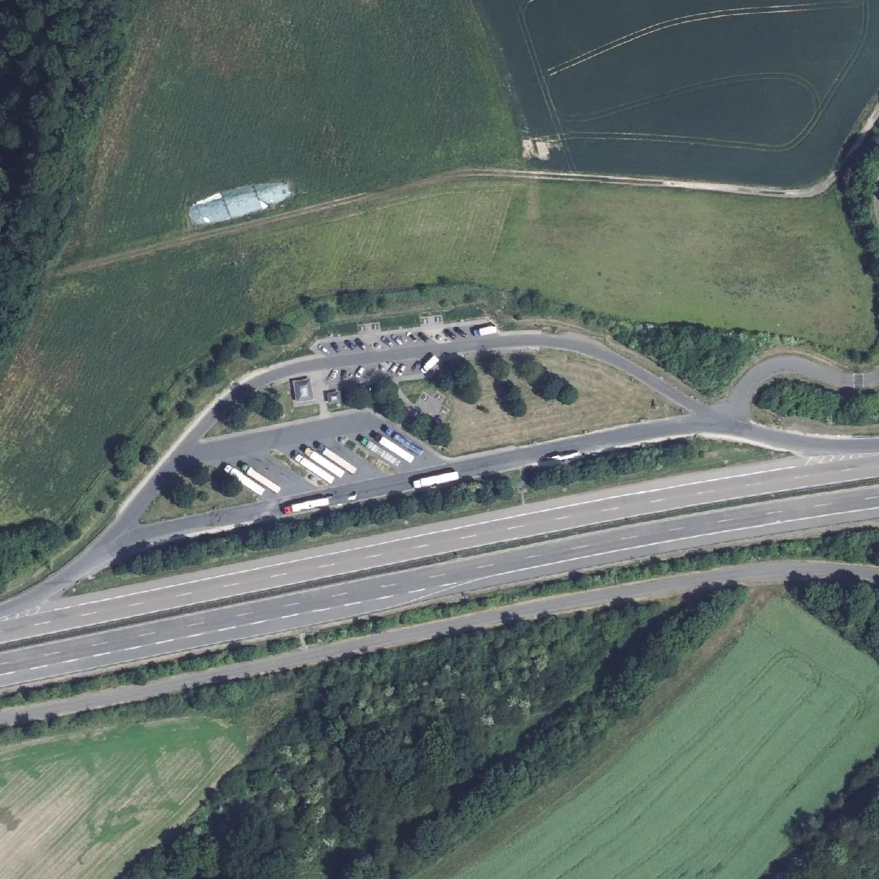 Aerial photo (orthophoto) of truck parking Dottenberg from 2022