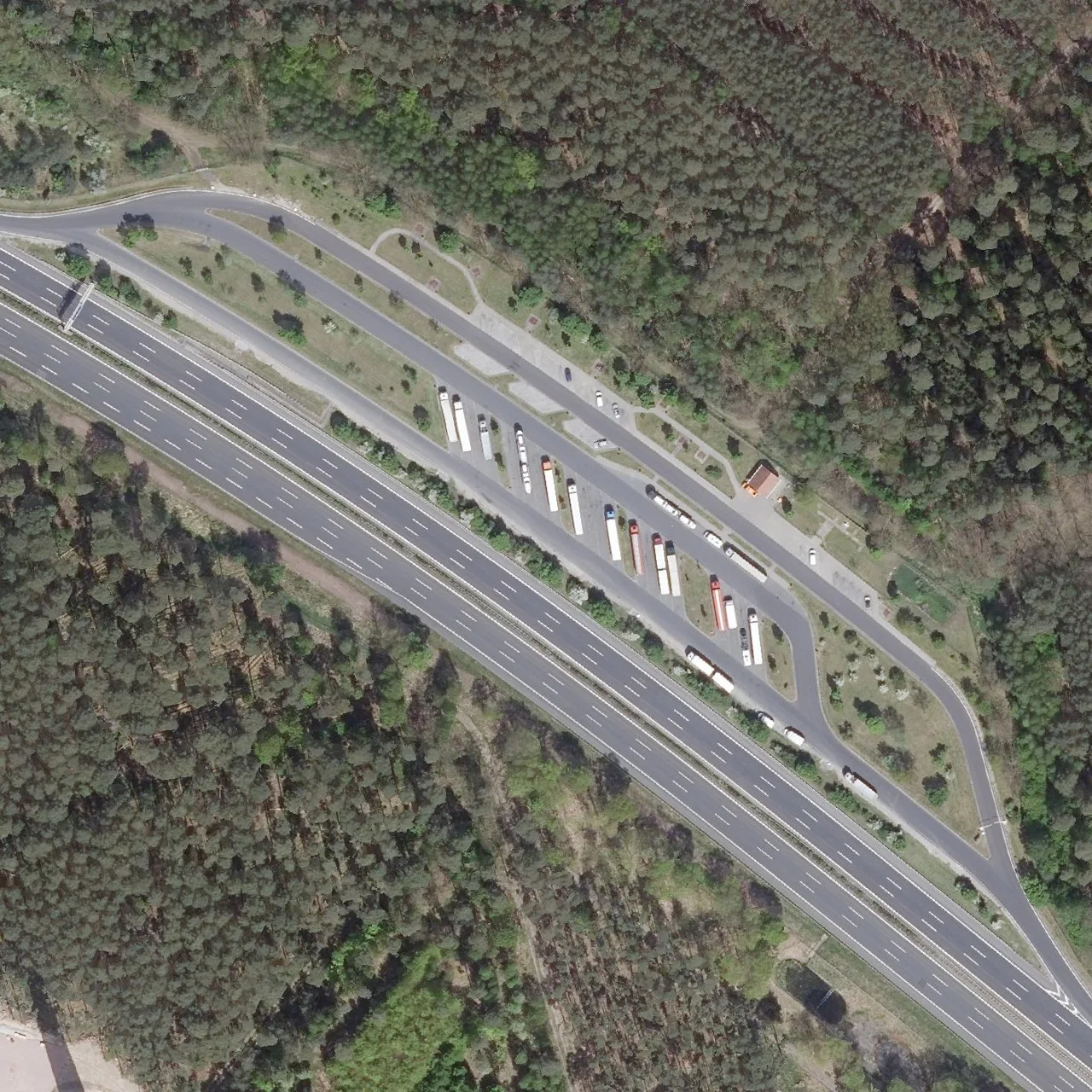 Aerial photo (orthophoto) of truck parking Caputh from 2024