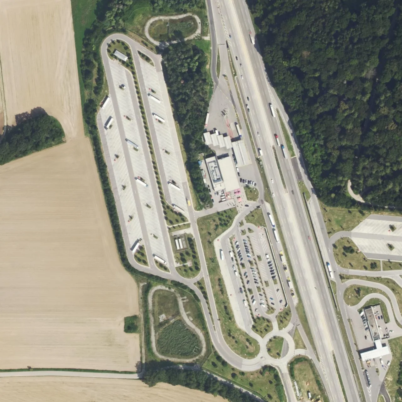 Aerial photo (orthophoto) of truck parking Köschinger Forst West from 2022