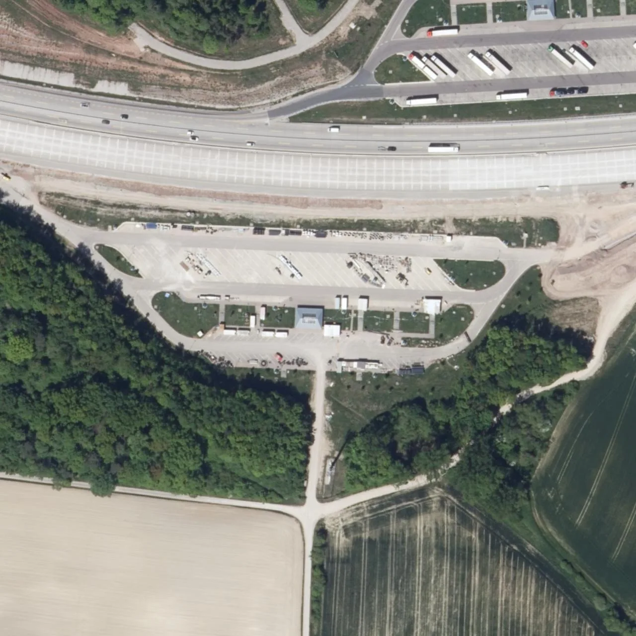 Aerial photo (orthophoto) of truck parking Rothensteig Süd from 2023