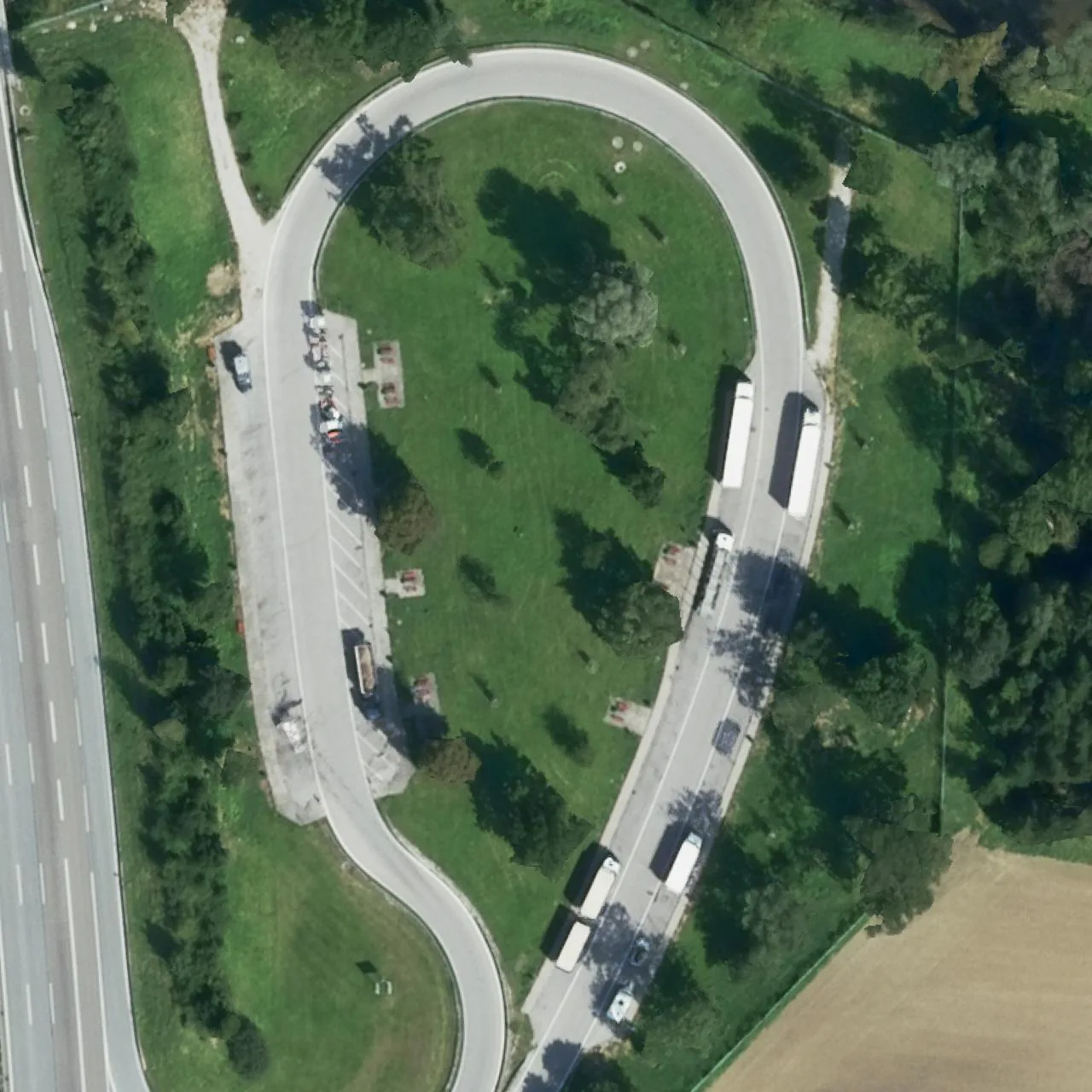 Aerial photo (orthophoto) of truck parking Aster Moos Ost from 2022