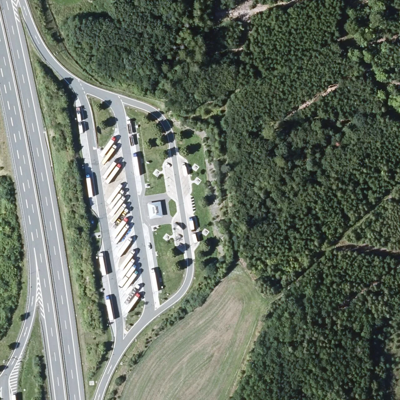 Aerial photo (orthophoto) of truck parking Bärenholz Ost from 2025