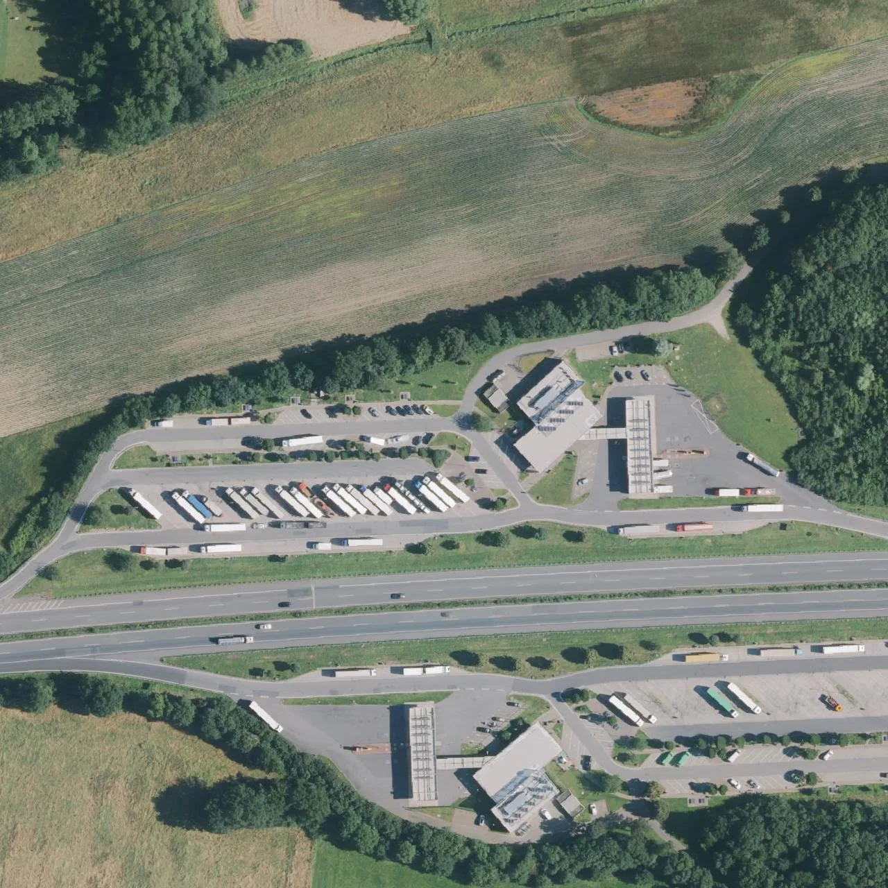 Aerial photo (orthophoto) of truck parking Brockbachtal (Nord) from 2024