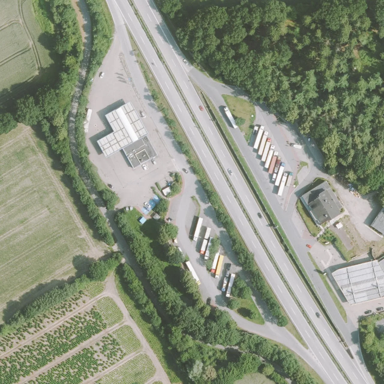 Aerial photo (orthophoto) of truck parking Schackendorf West from 2025