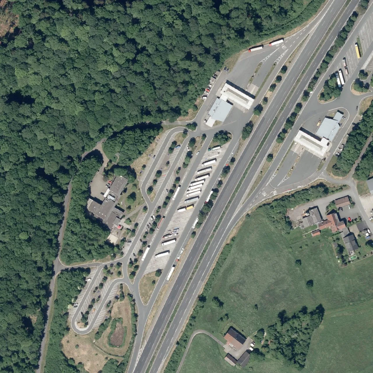Aerial photo (orthophoto) of truck parking Tecklenburger Land (West) from 2024