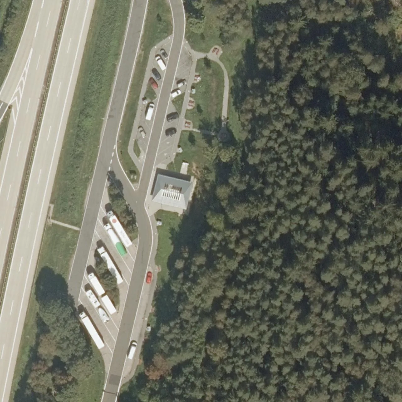Aerial photo (orthophoto) of truck parking Grünau Ost from 2023