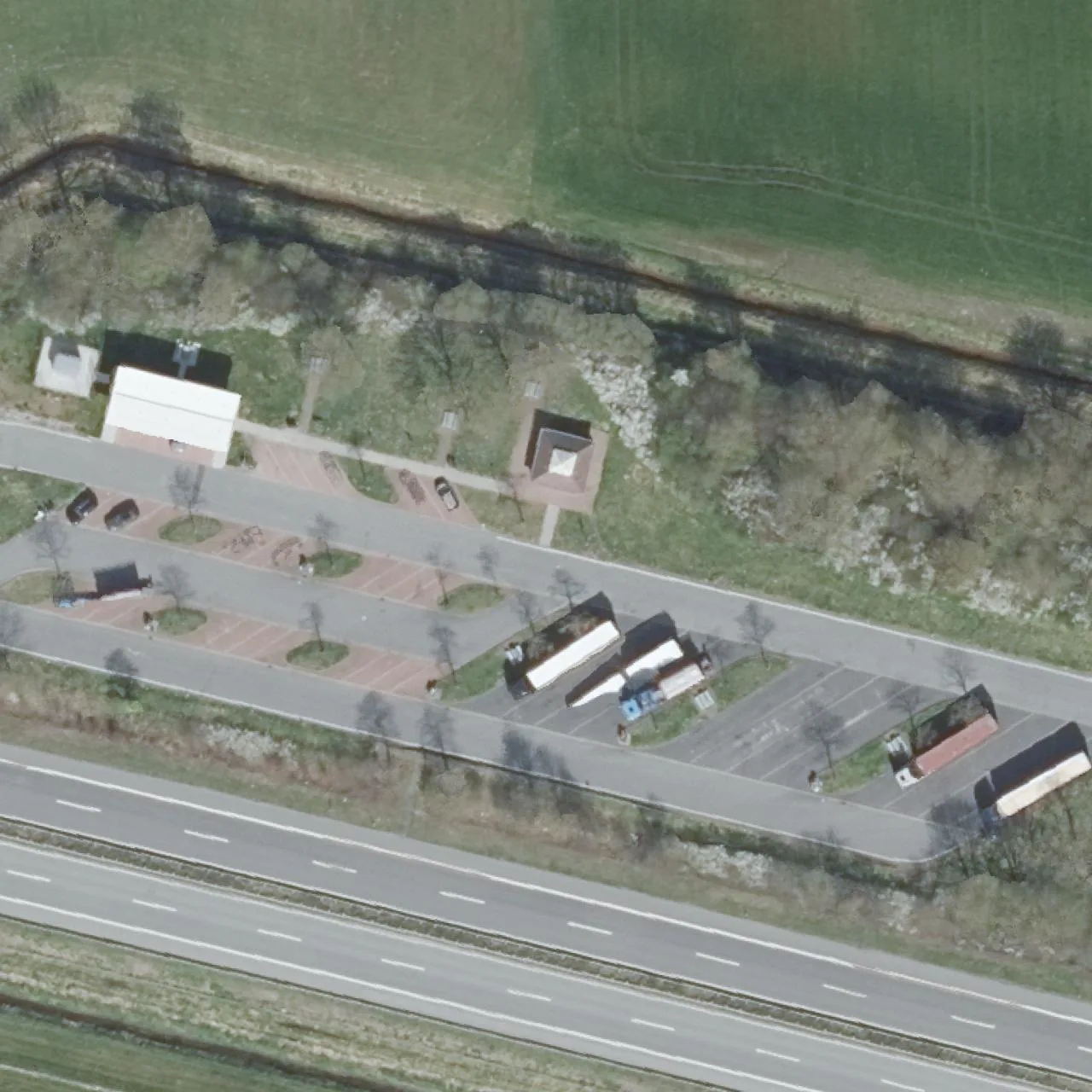 Aerial photo (orthophoto) of truck parking Brinkum (Filsum) Nord from 2023