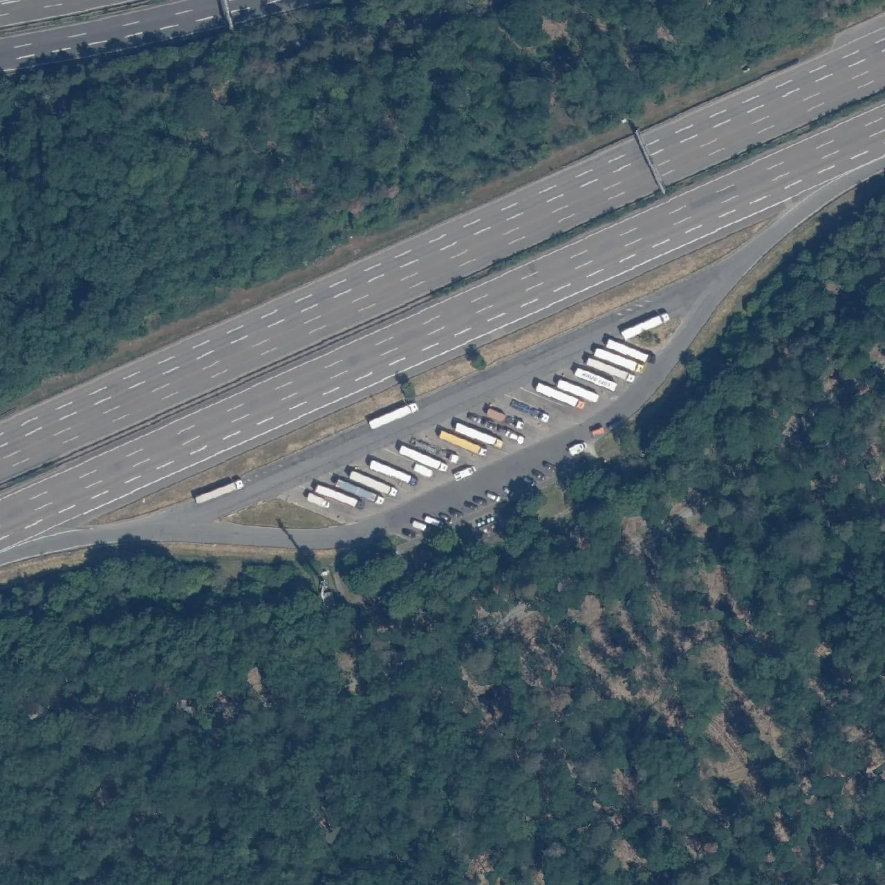 Aerial photo (orthophoto) of truck parking Stadtwald from 2023