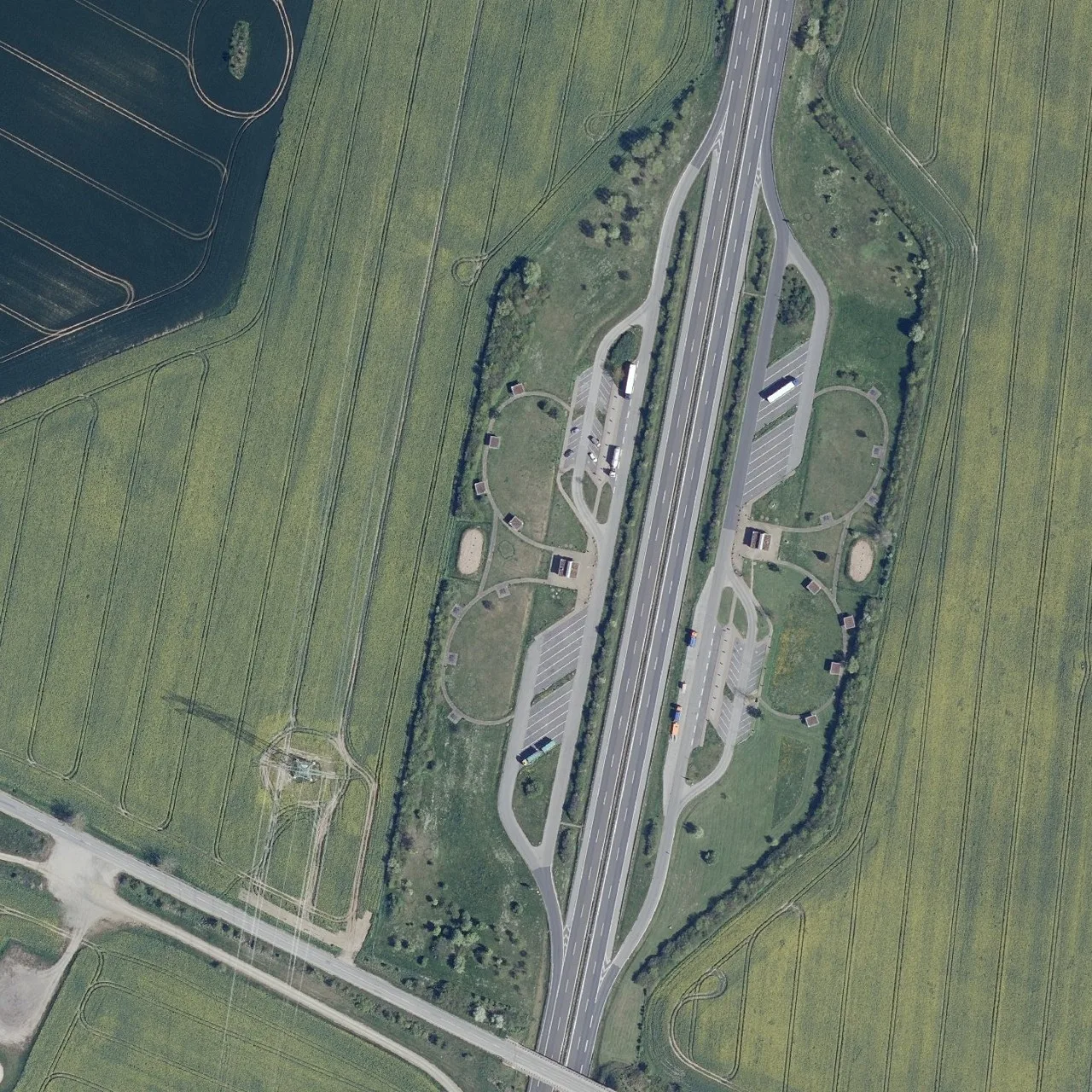 Aerial photo (orthophoto) of truck parking Klockow West from 2023