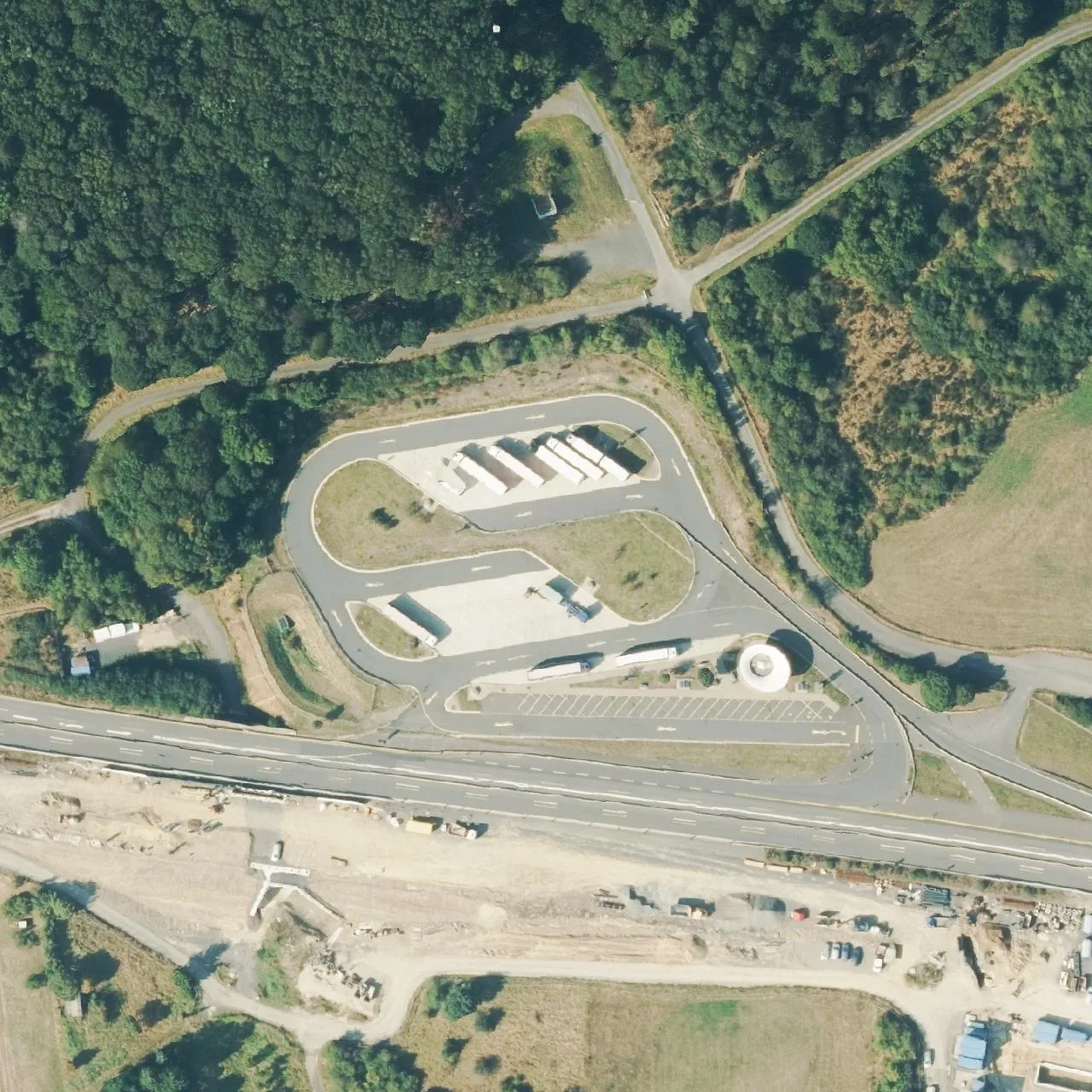 Aerial photo (orthophoto) of truck parking Volkersbach from 2024