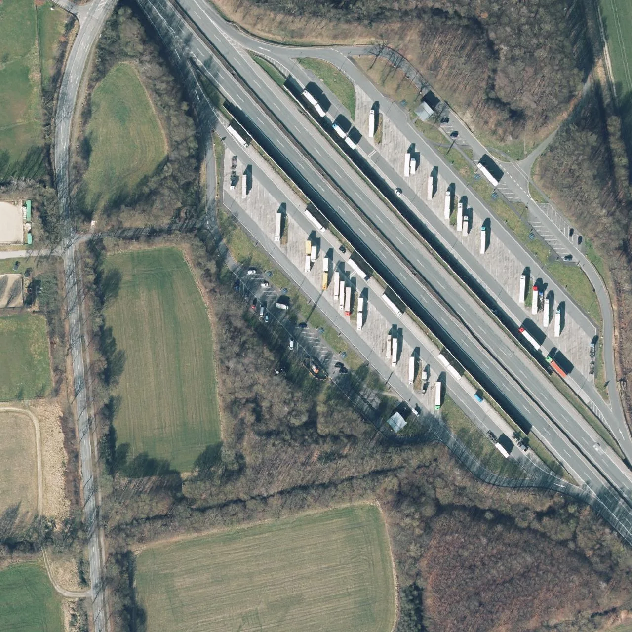 Aerial photo (orthophoto) of truck parking Kirchlinde from 2025