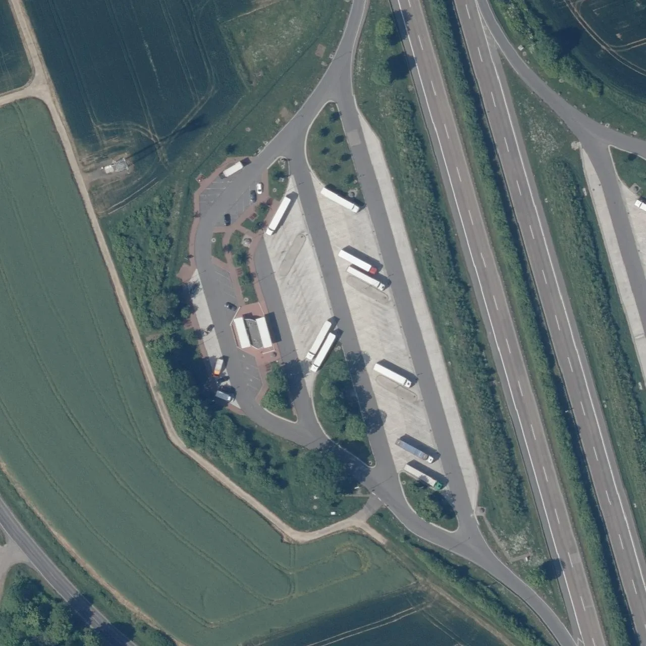 Aerial photo (orthophoto) of truck parking Stauferburg West from 2023