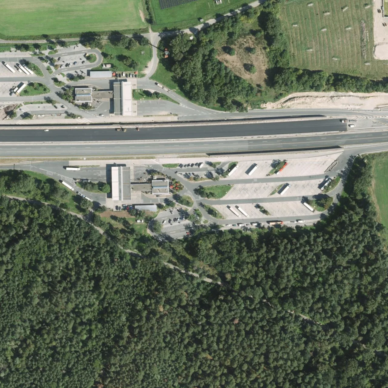 Aerial photo (orthophoto) of truck parking Haidt Süd from 2023