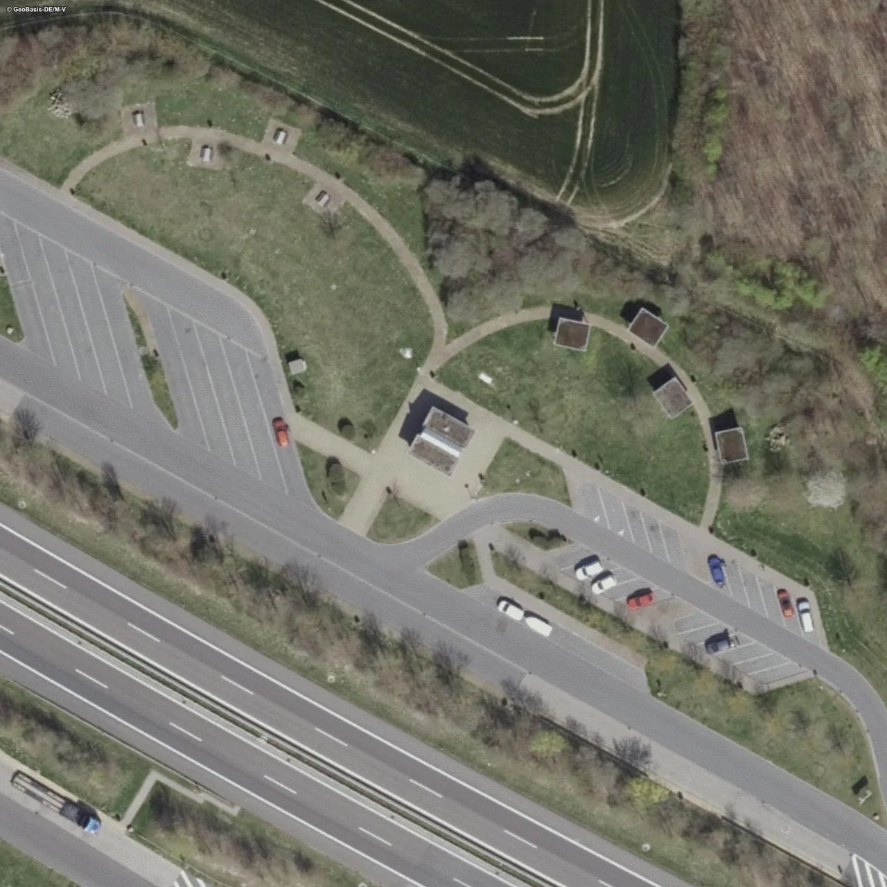 Aerial photo (orthophoto) of truck parking Ravensmühle Nord from 2023