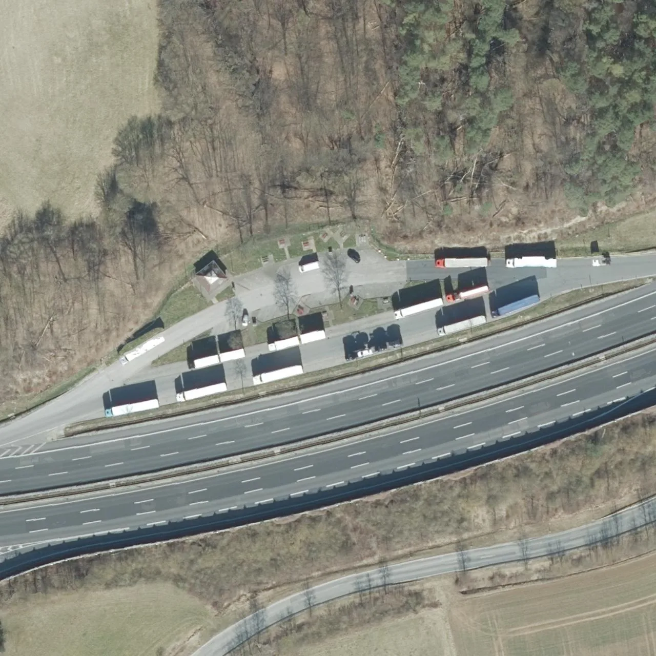 Aerial photo (orthophoto) of truck parking Hackelberg West from 2025