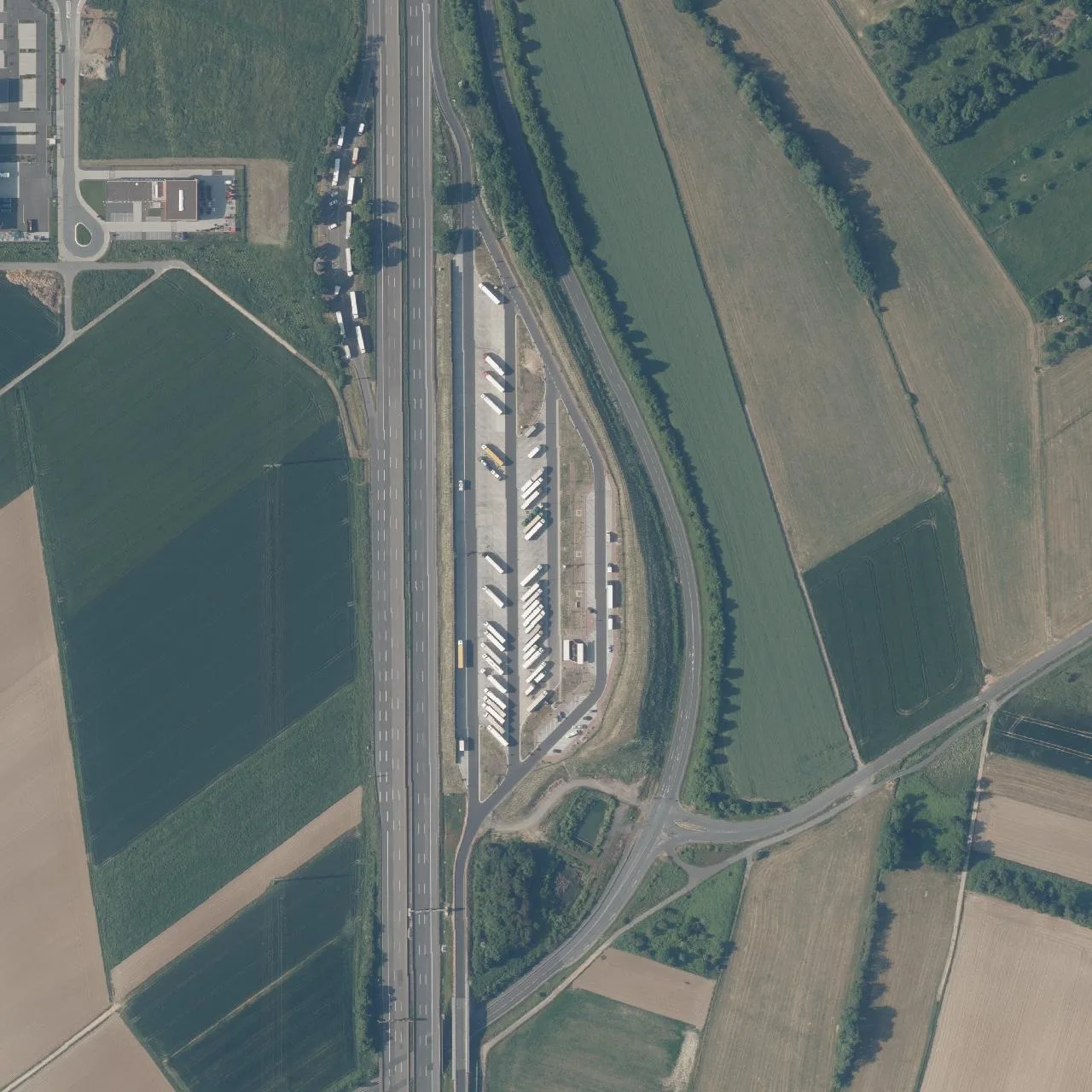 Aerial photo (orthophoto) of truck parking Schäferborn from 2023