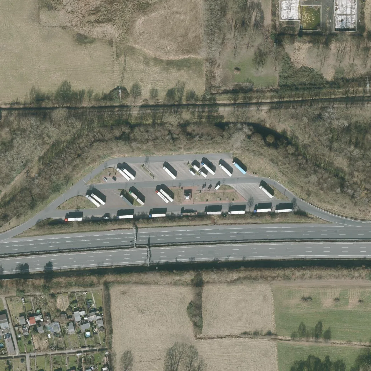 Aerial photo (orthophoto) of truck parking Godshorn Nord from 2022