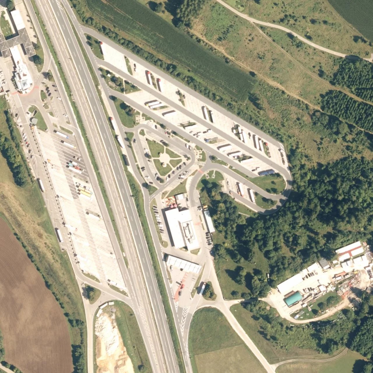 Aerial photo (orthophoto) of truck parking Jura Ost from 2025