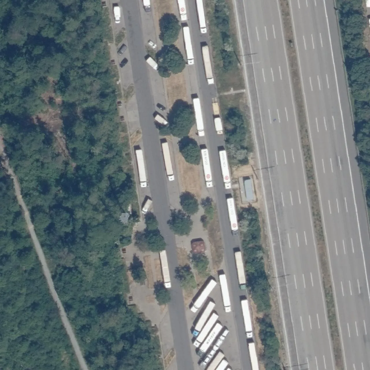 Aerial photo (orthophoto) of truck parking Steingrund from 2023