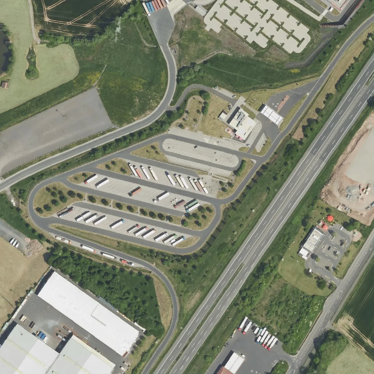 Aerial photo (orthophoto) of truck parking Distelrasen from 2023