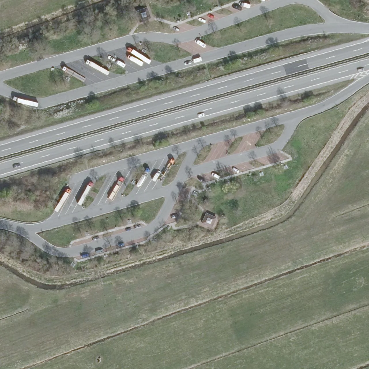 Aerial photo (orthophoto) of truck parking Rheiderland Ost from 2023