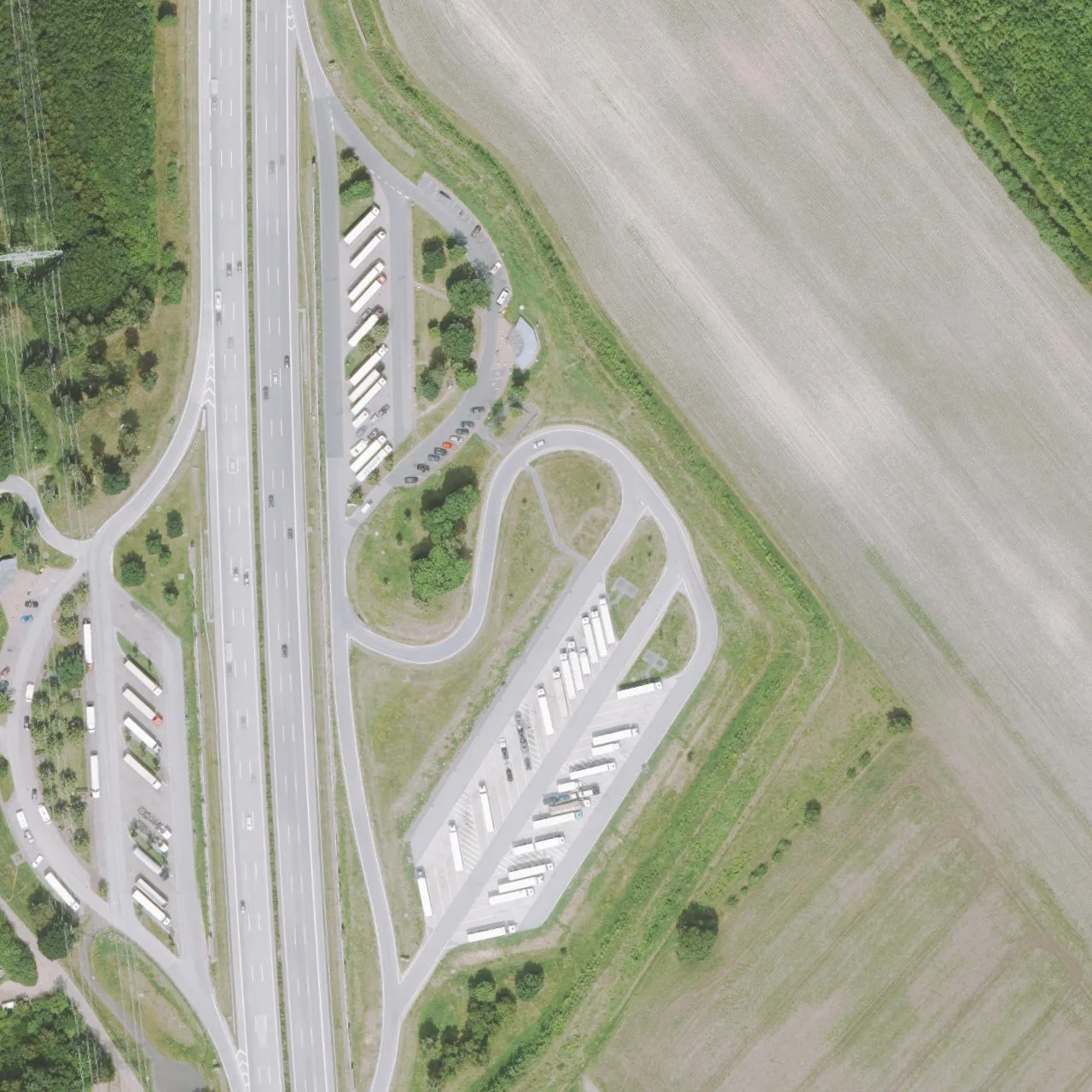Aerial photo (orthophoto) of truck parking Moorkaten Ost from 2025