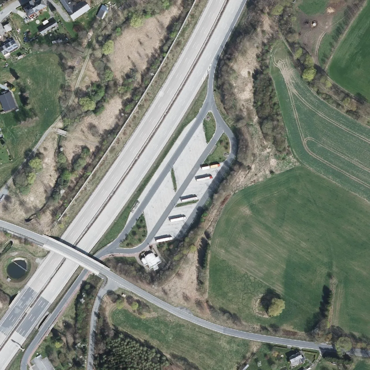 Aerial photo (orthophoto) of truck parking Hirschberg Ost  from 2023
