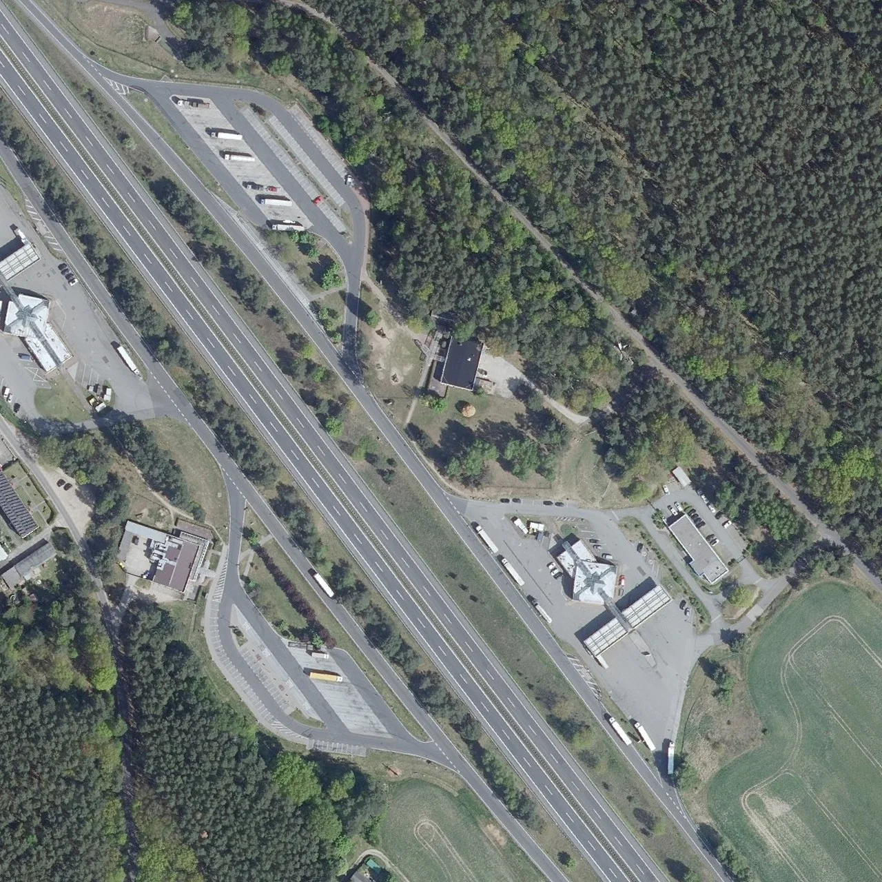 Aerial photo (orthophoto) of truck parking Walsleben Ost from 2025