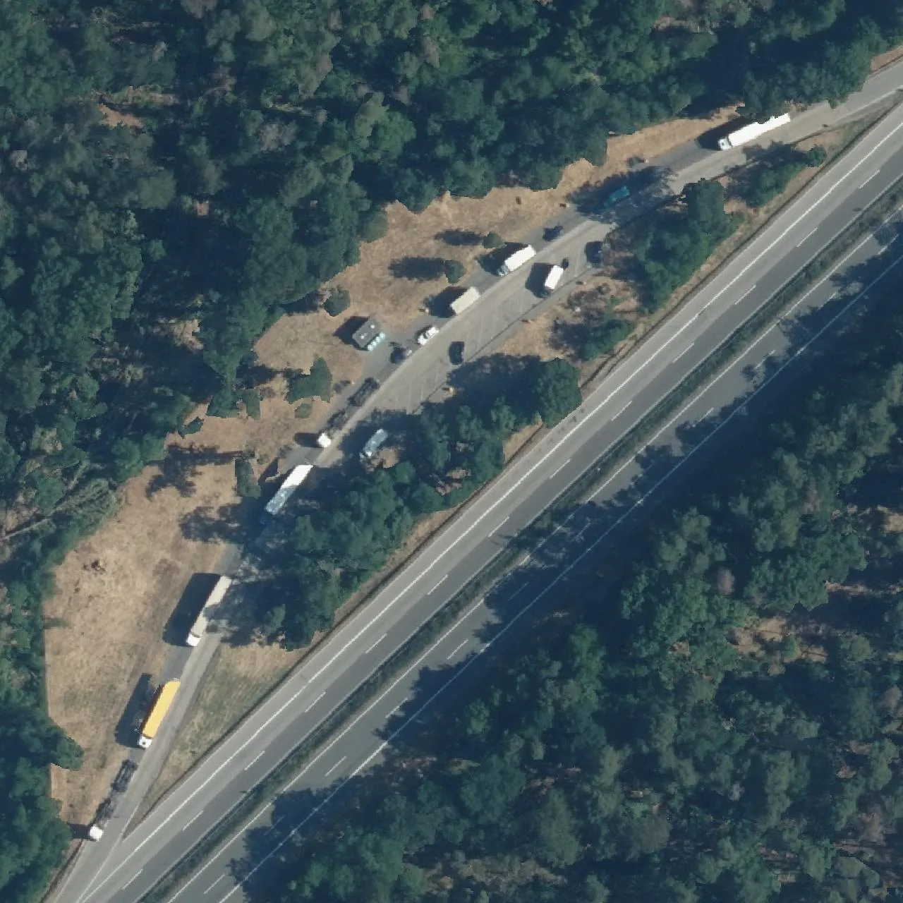Aerial photo (orthophoto) of truck parking Neuhöfer Tann from 2023
