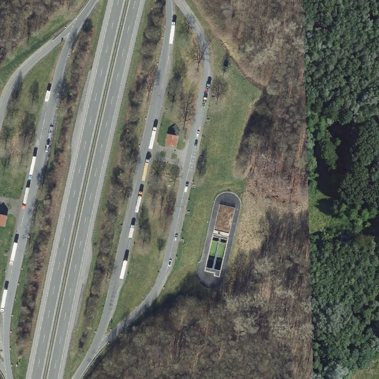 Aerial photo (orthophoto) of truck parking Kalter Bach from 2024