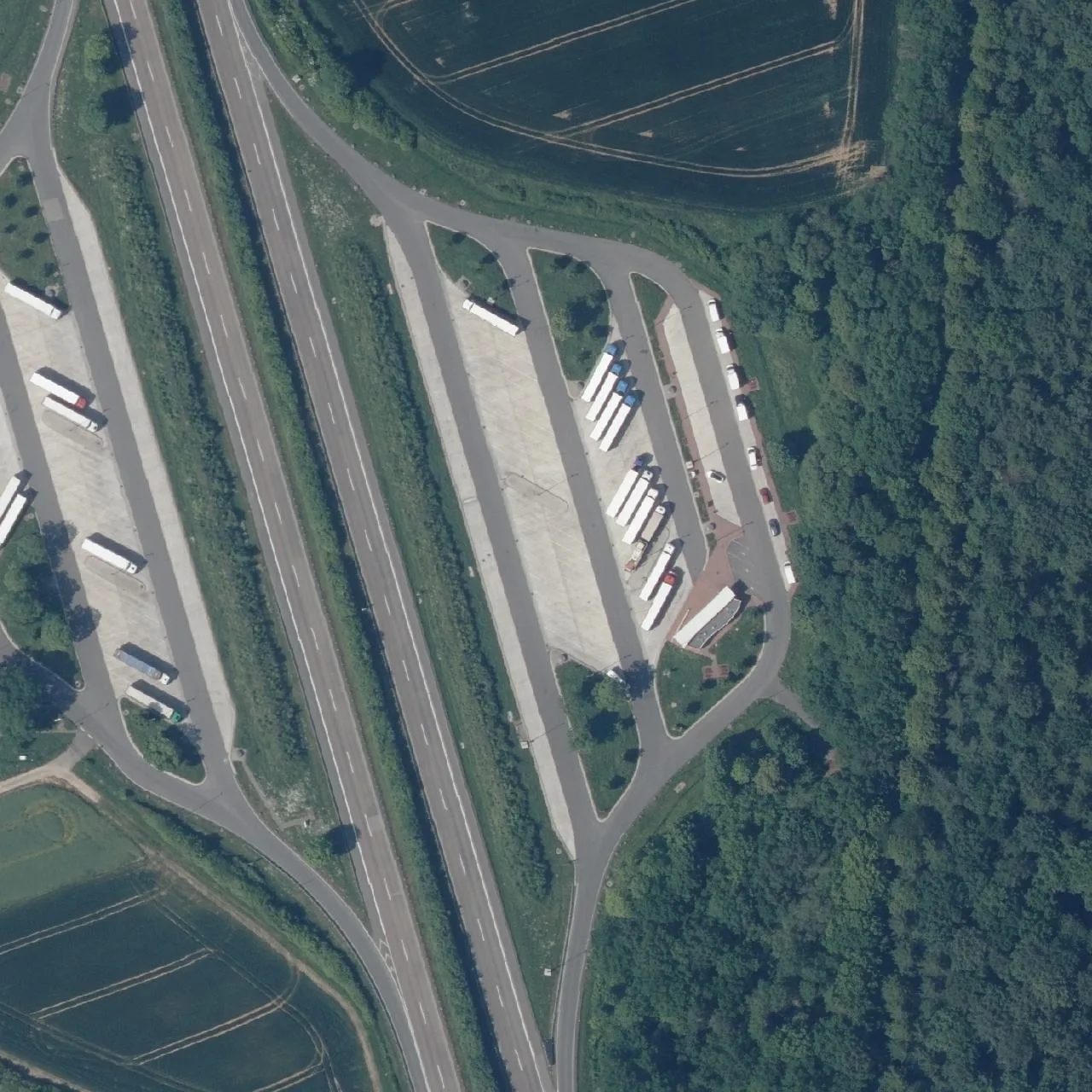 Aerial photo (orthophoto) of truck parking Stauferburg Ost from 2023