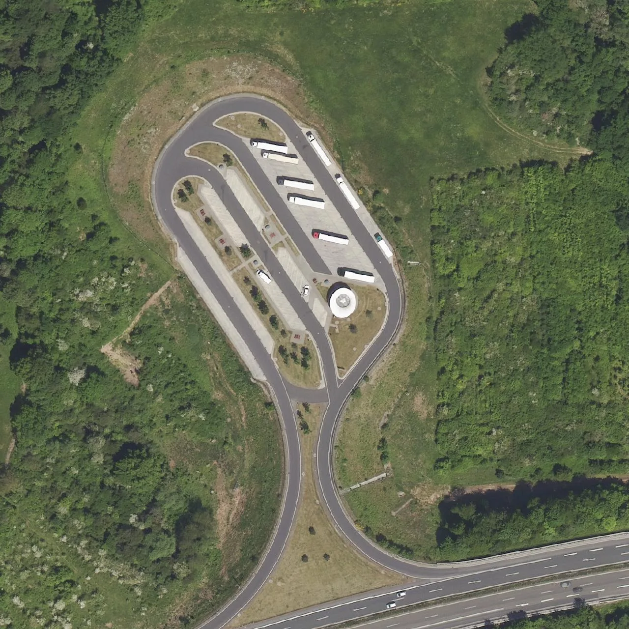 Aerial photo (orthophoto) of truck parking Weinberg from 2023