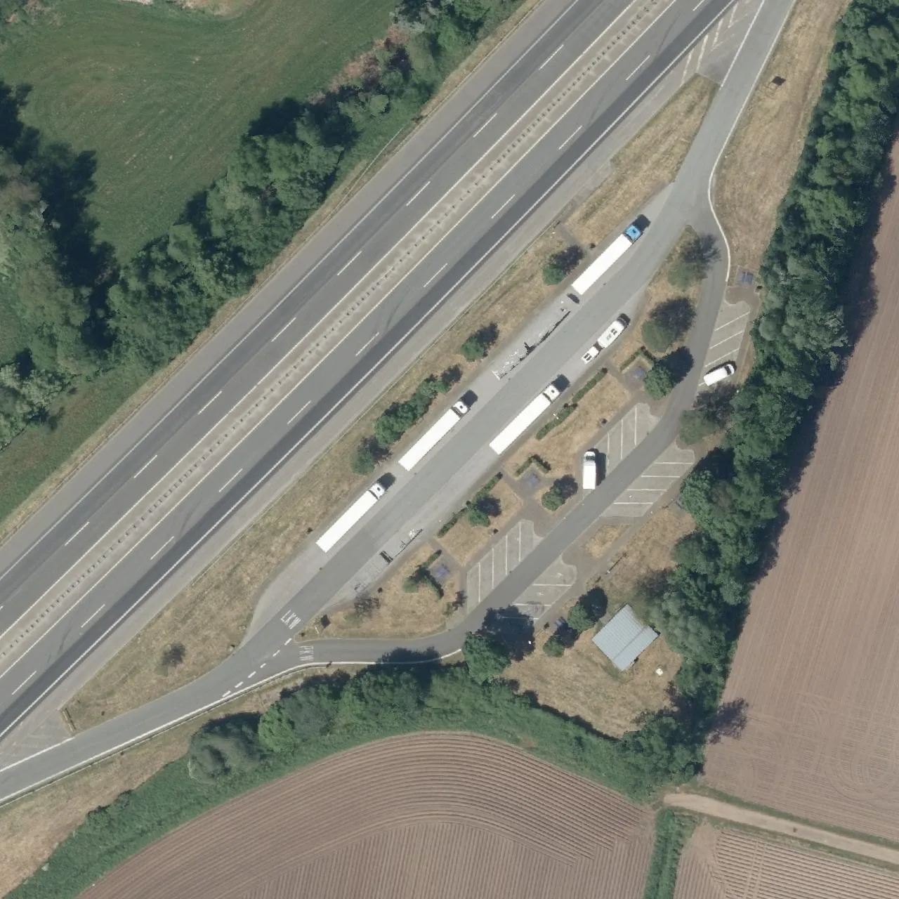 Aerial photo (orthophoto) of truck parking Settel from 2024