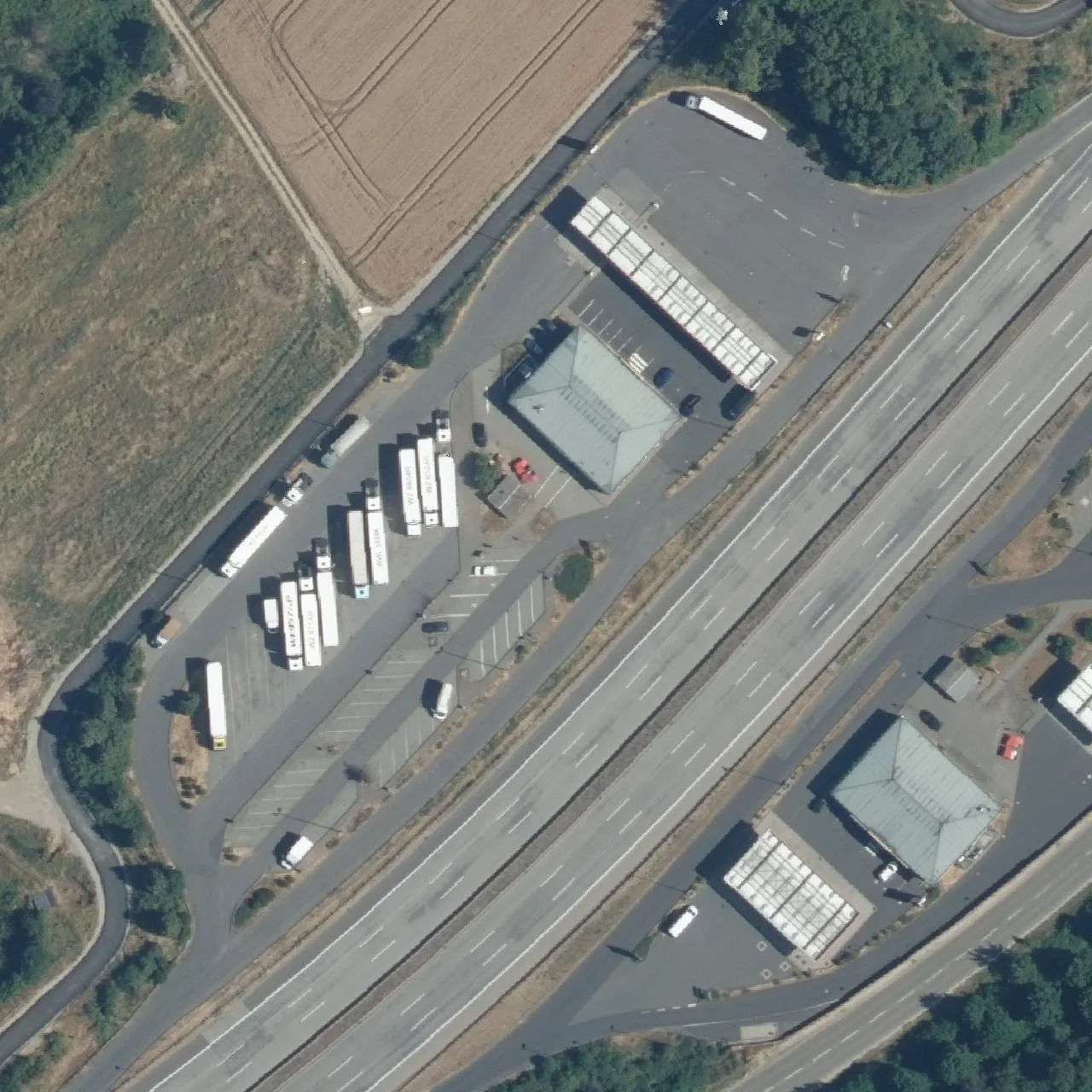 Aerial photo (orthophoto) of truck parking Weilbach Nord from 2023