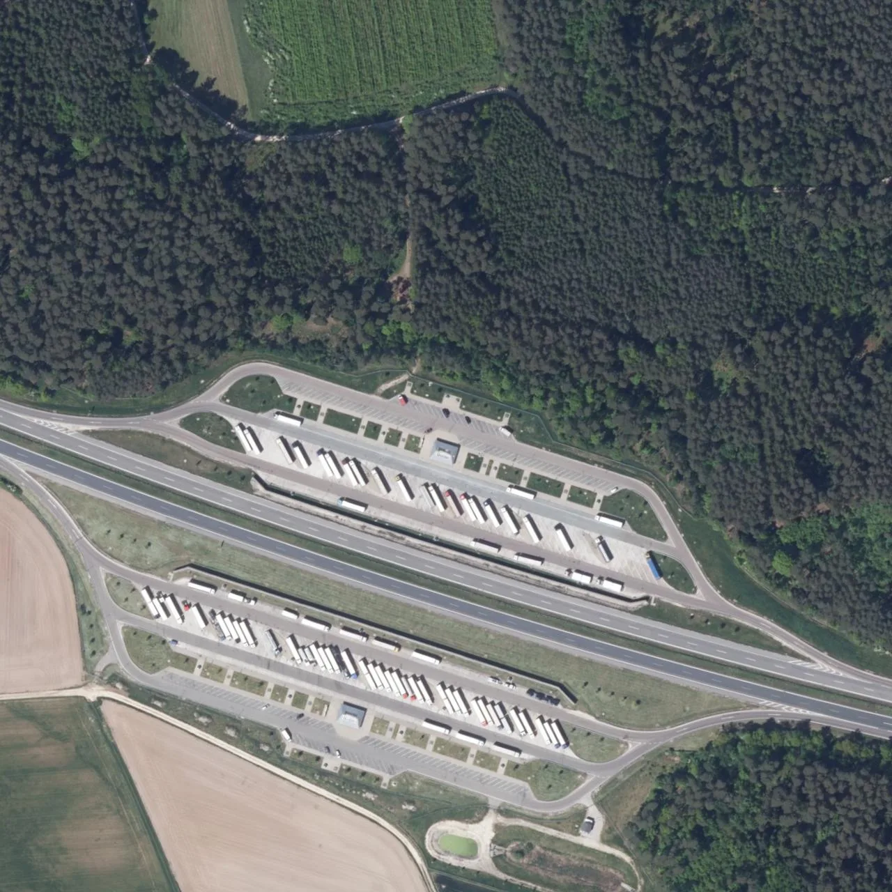 Aerial photo (orthophoto) of truck parking Silberbach Nord from 2023