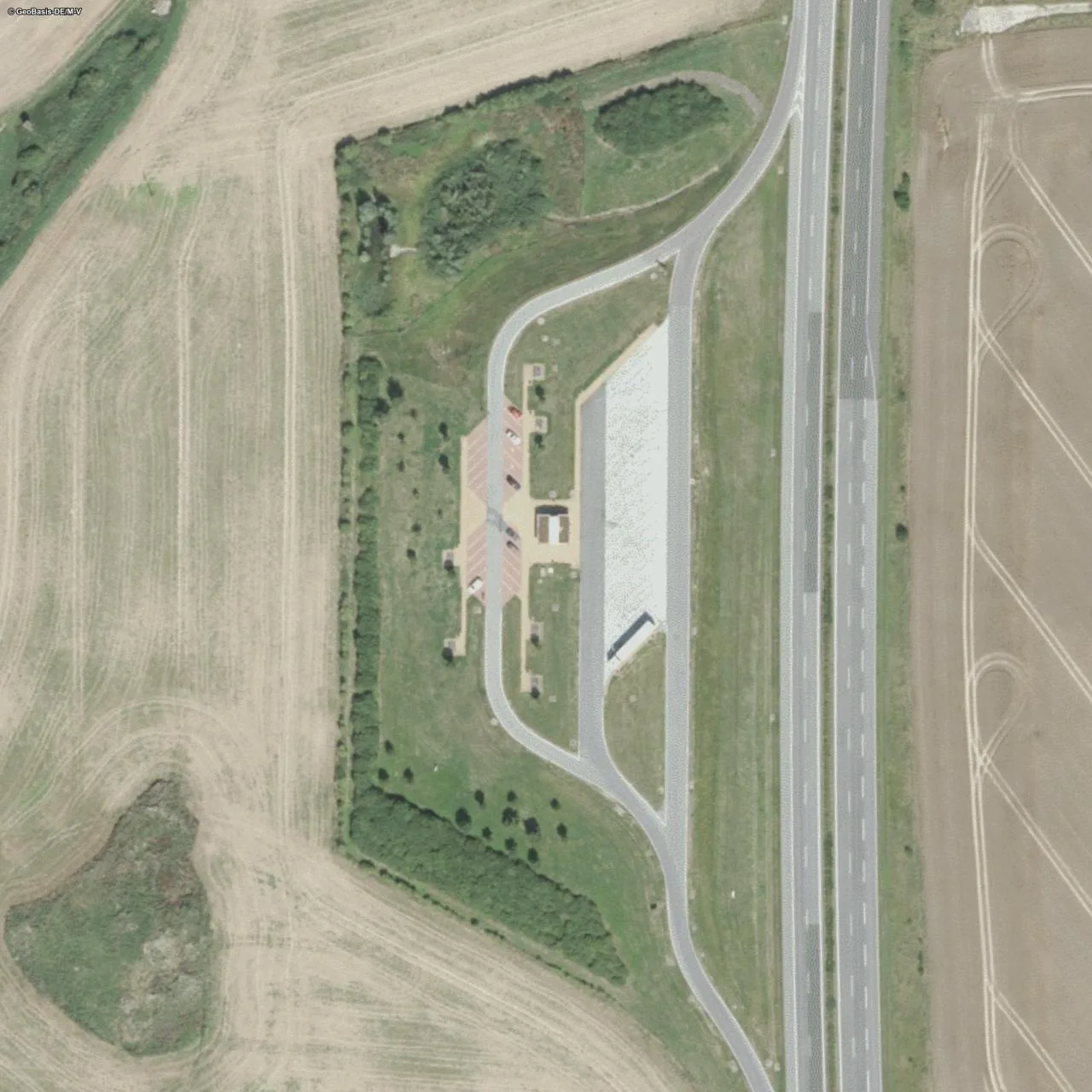Aerial photo (orthophoto) of truck parking Bansower Forst West from 2024