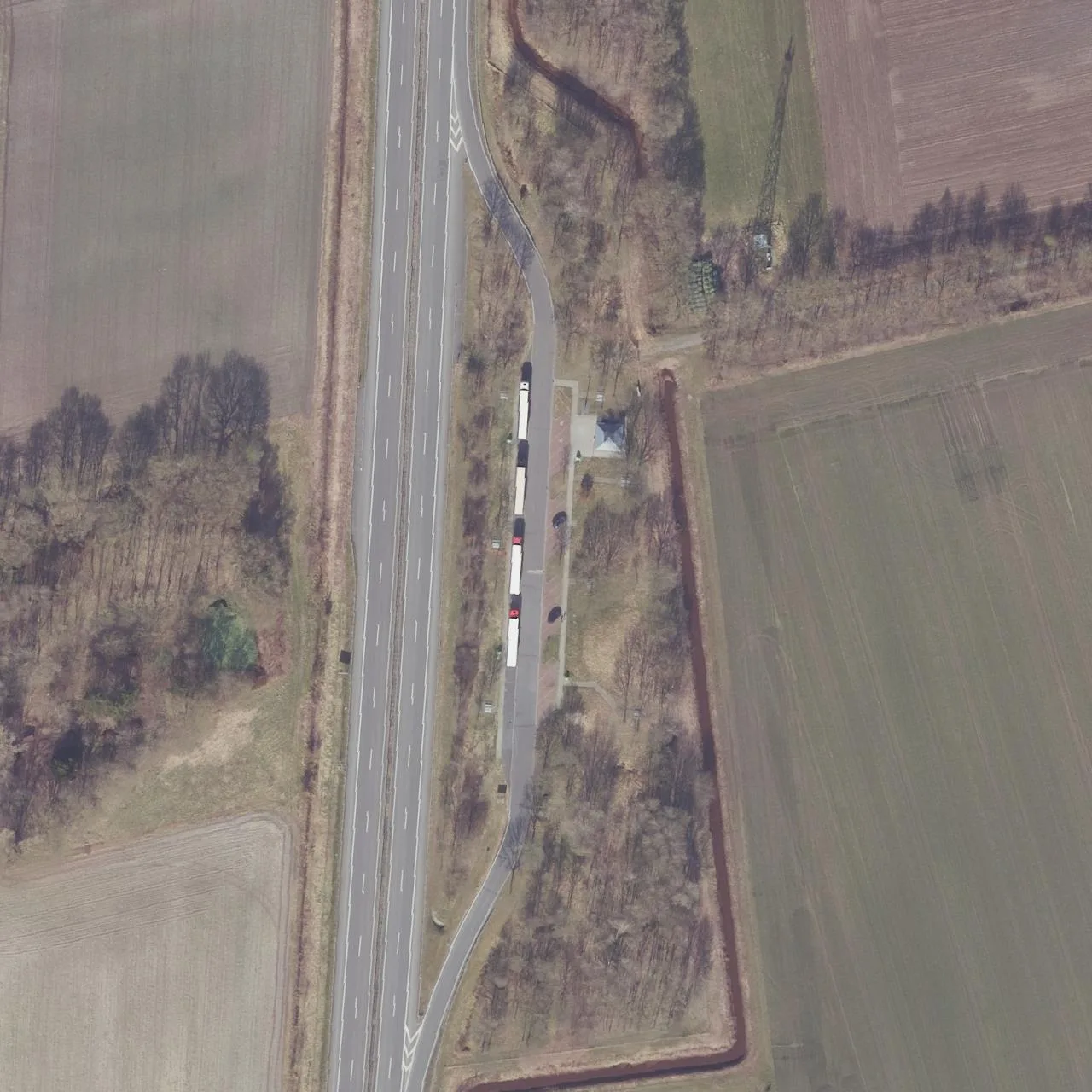 Aerial photo (orthophoto) of truck parking Walchum Ost from 2025