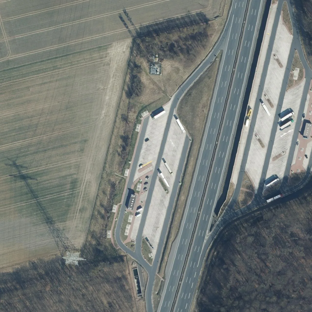 Aerial photo (orthophoto) of truck parking Jägerturm West from 2025