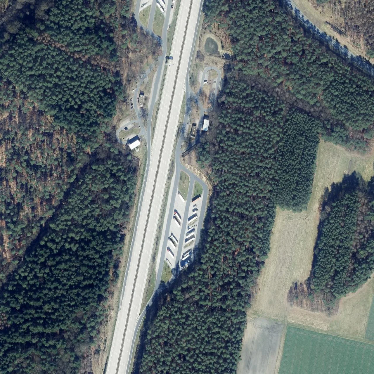 Aerial photo (orthophoto) of truck parking Wolfsgrund Ost from 2024