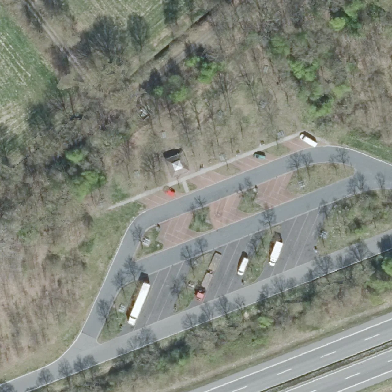 Aerial photo (orthophoto) of truck parking Uplengen Nord (Südgeorgsfehn) Nord from 2023
