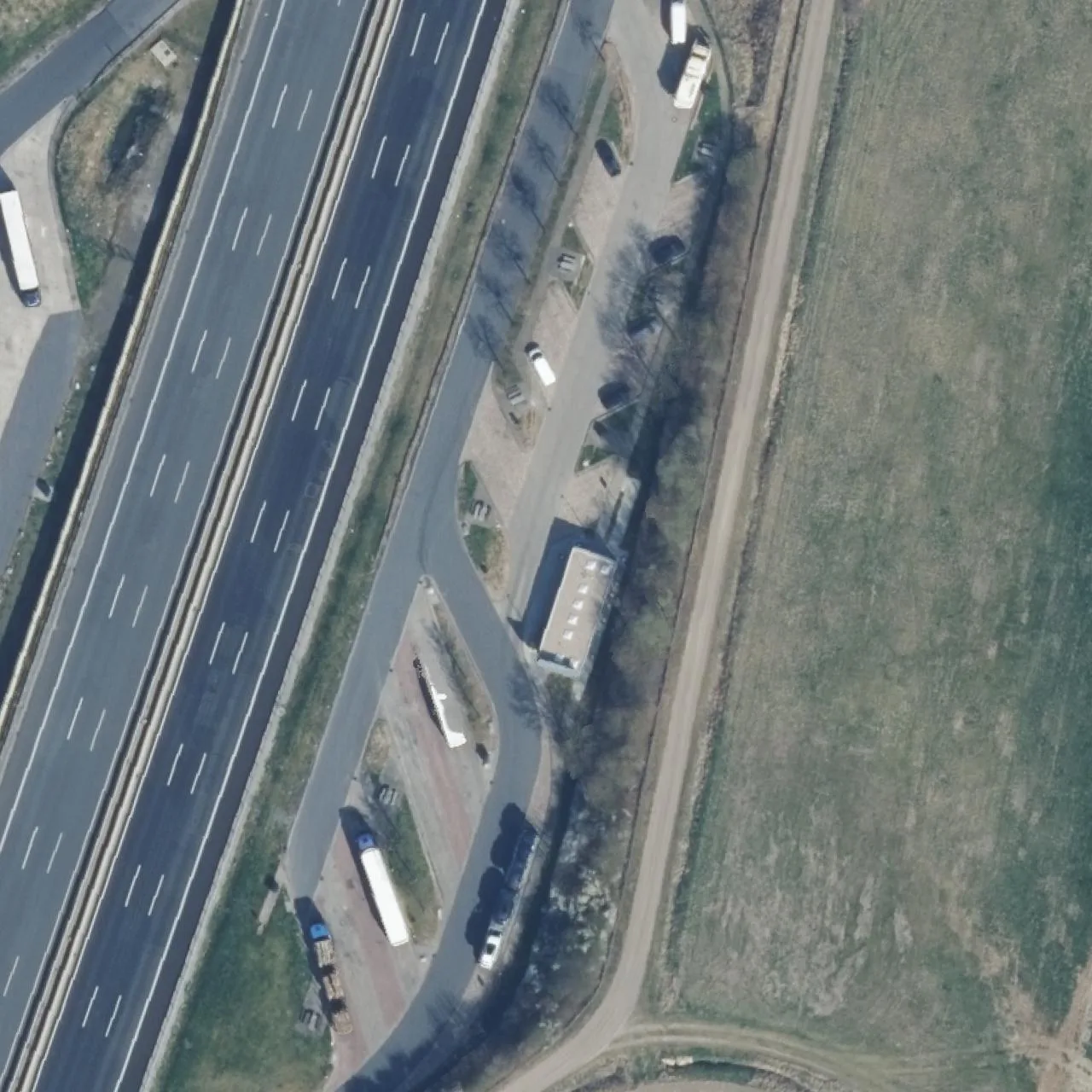 Aerial photo (orthophoto) of truck parking Ambergau Ost from 2025