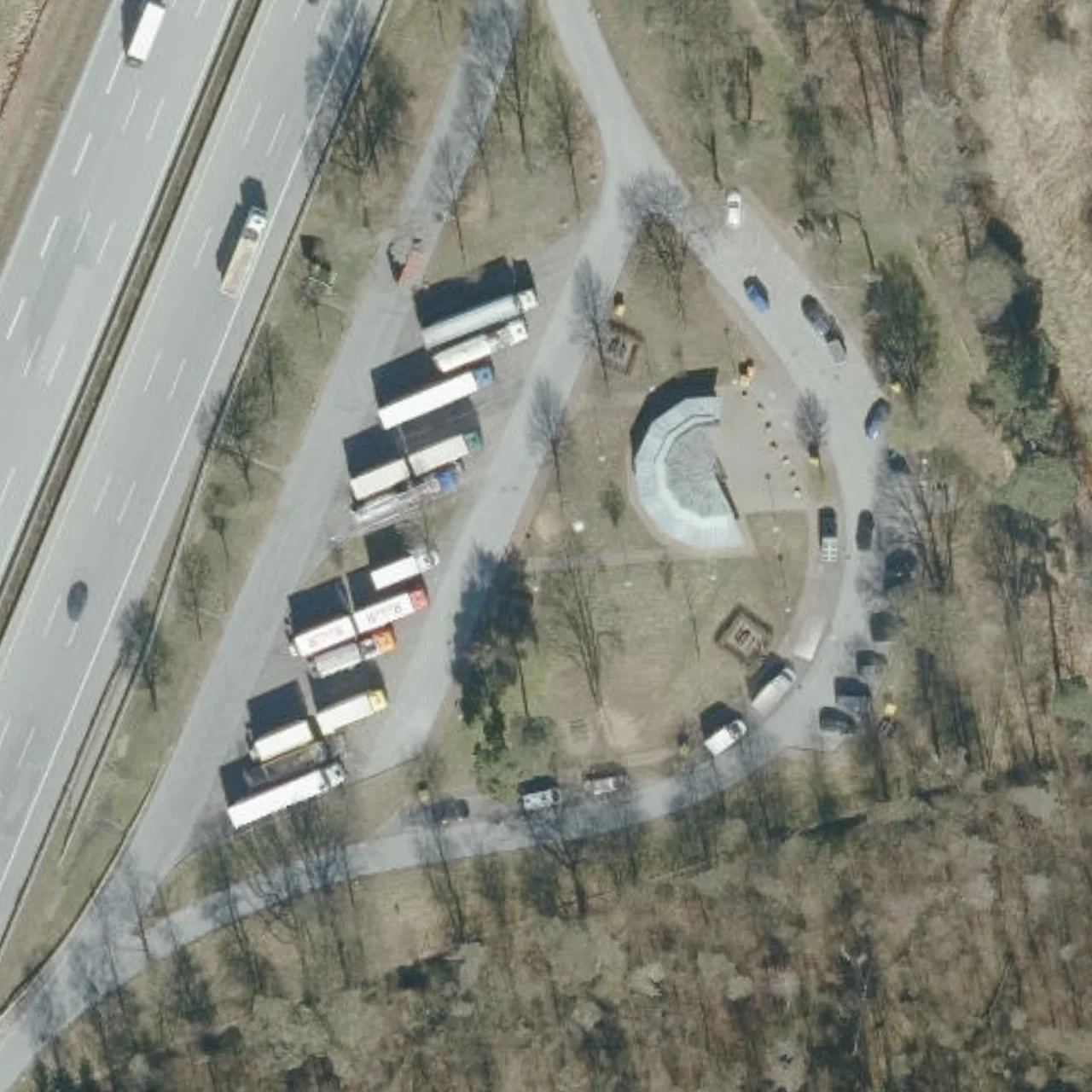 Aerial photo (orthophoto) of truck parking Bönningstedt Ost from 2025