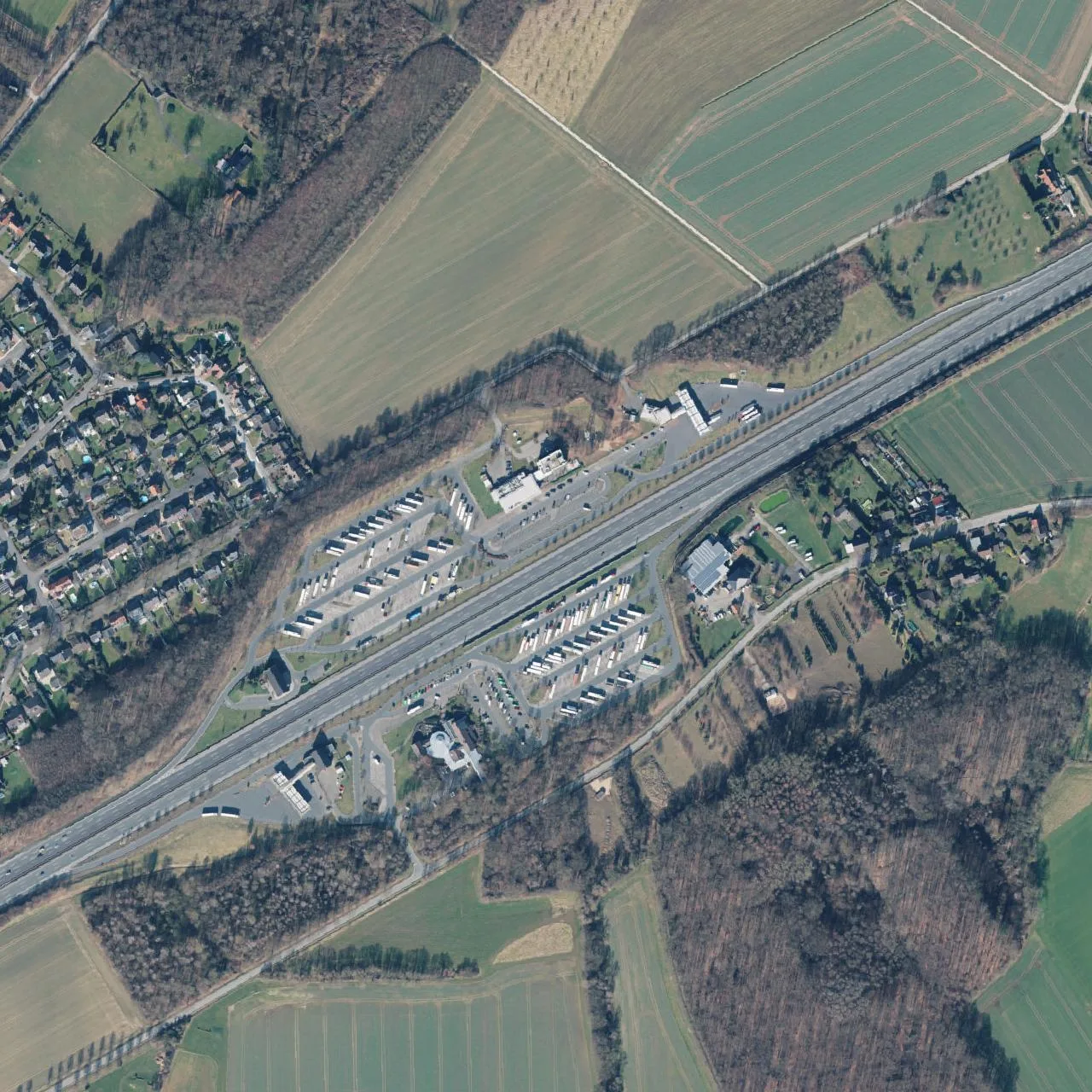 Aerial photo (orthophoto) of truck parking Rhynern (Nord) from 2025